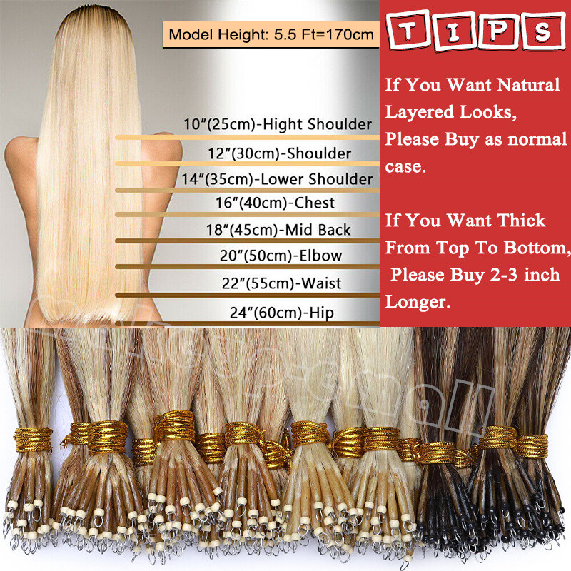 Nano Ring Real Remy Human Hair Extensions Microlink Bead Tip Thick Highlight