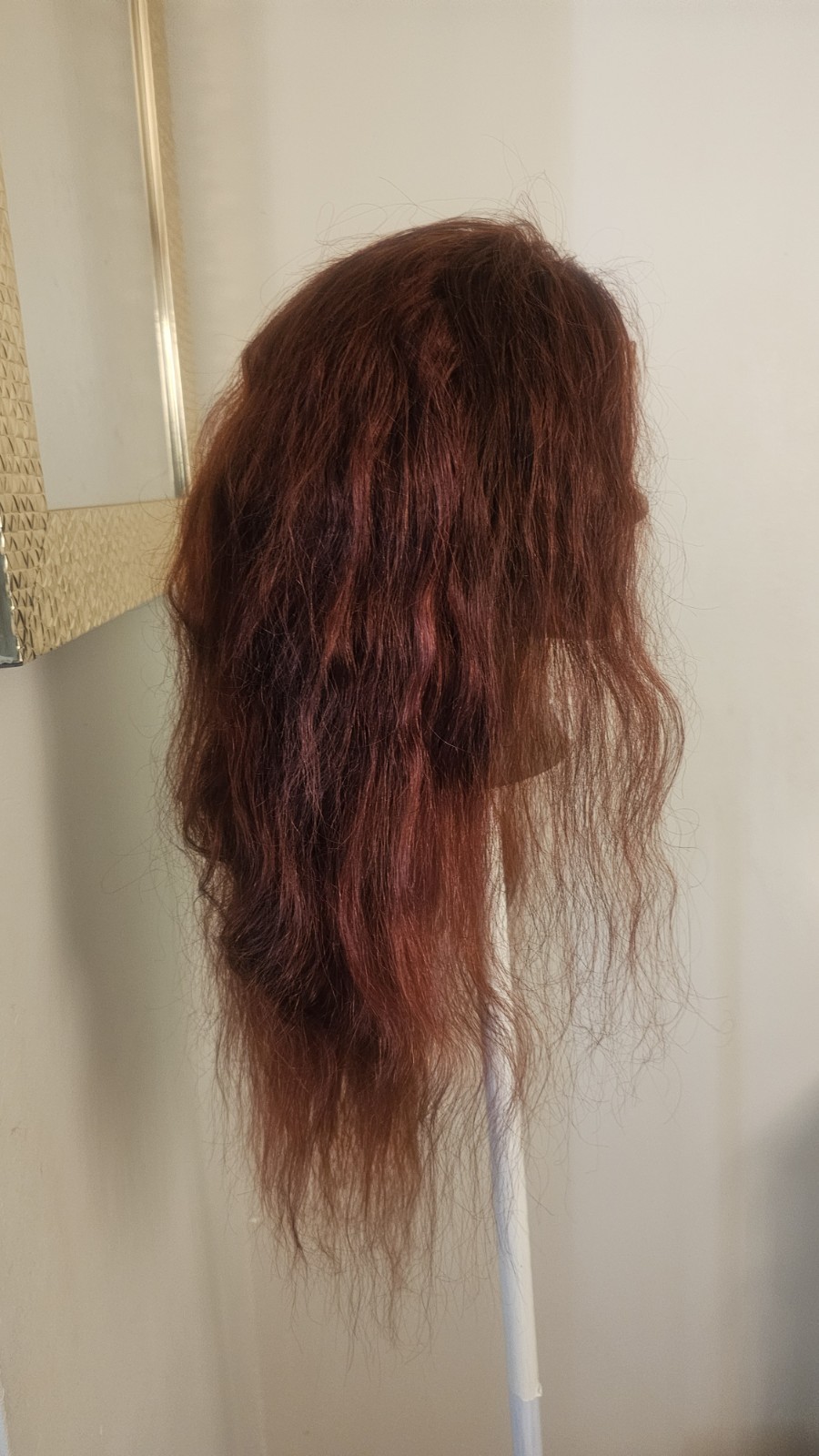 High-Quality Regular Top 24″ Copper Red Wavy 150% Virgin Human Hair Lace Wig