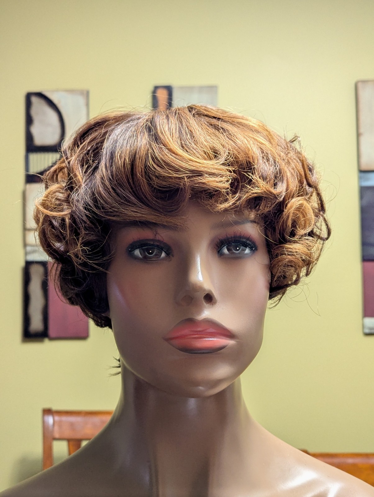 Remy Bang Bob Cut Custom Color Light Chestnut Brown Tipped Golden Blonde Wig