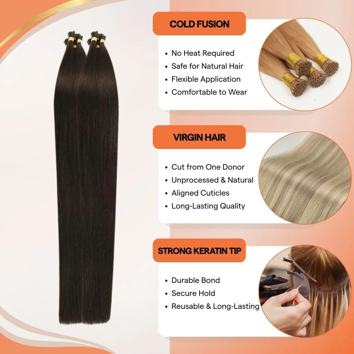 Sunny Hair I-TIP 14in #4 Chocolate Brown Hair Extensions – I-TIP_4_14_50G3