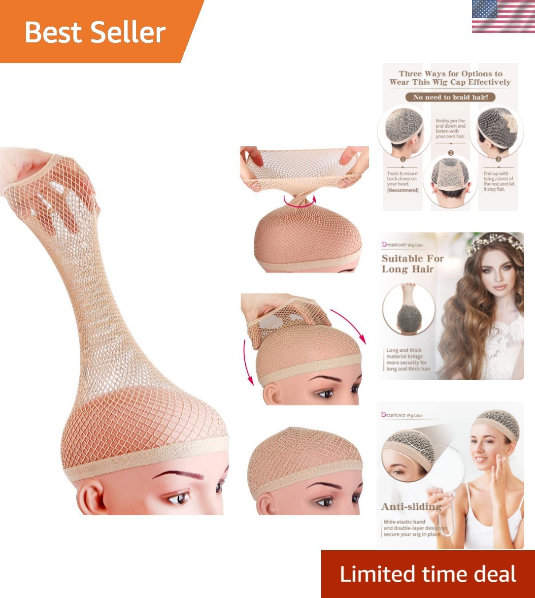 Comfortable 2-Piece Wig Caps – Breathable Design for All-Day Wear, Nude Color