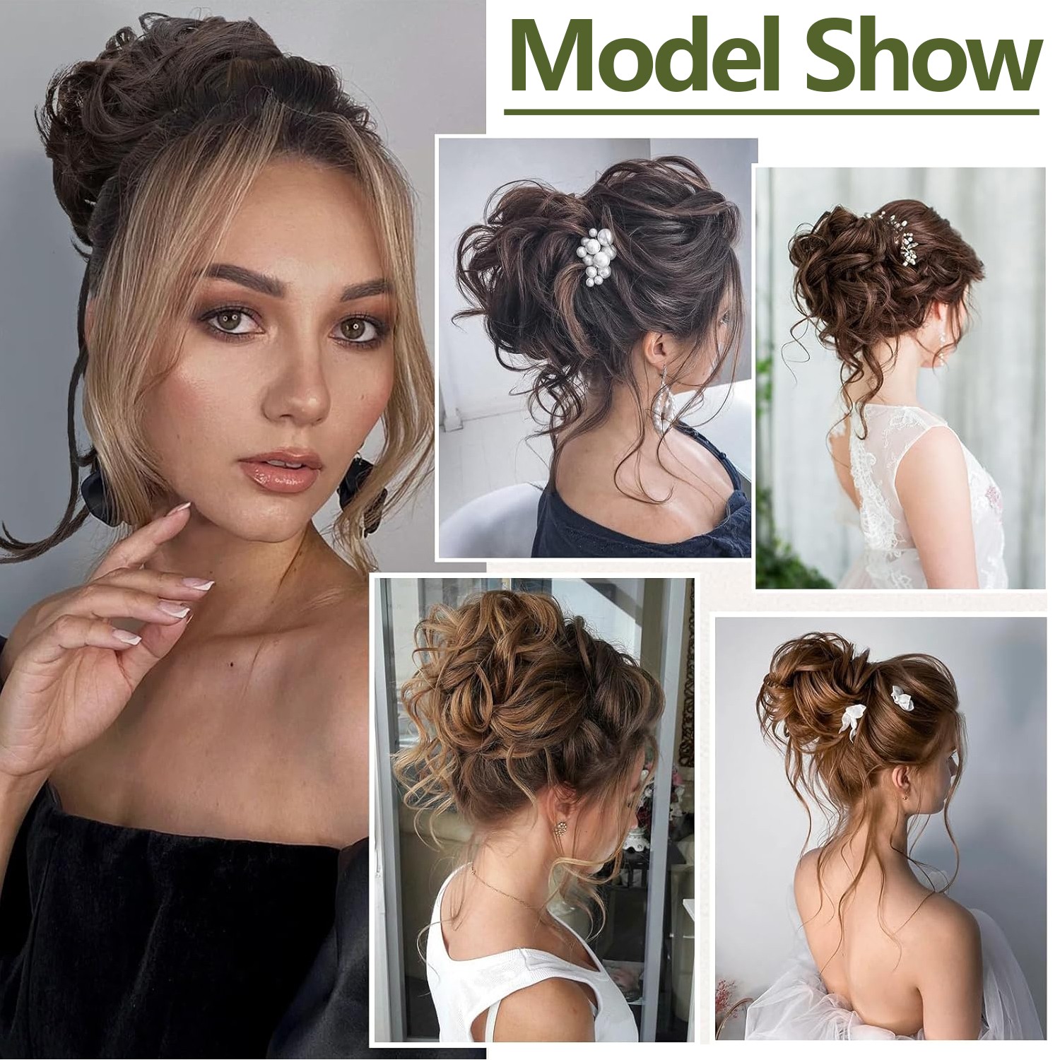 Natural Clip in Messy Bun Hair Piece Extension Hair Claw Clip Updo Piece Wedding