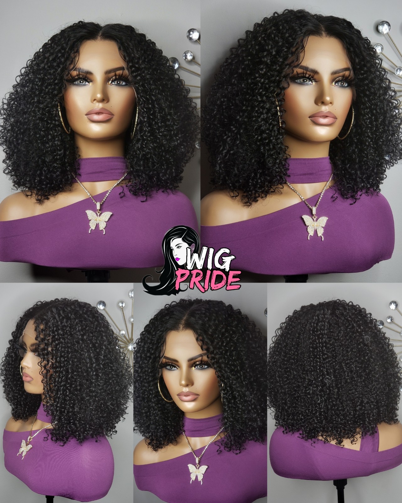 New Curly Afro Style Wig Black Y Part Lace Front Wig Womens Hair Wigs