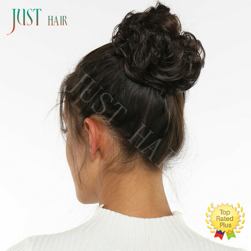 Real Natural Curly Messy Bun Hair Piece Scrunchie Hair Extension as Human Blonde