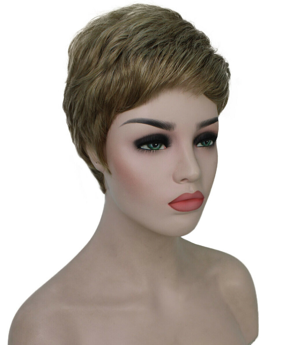 Lucille – Srraight Kanekalon Synthetic Fiber Full Wig, 1.75-3.25 in, Ash Blonde