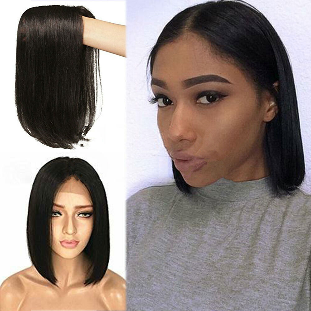 Straight Bob 13x4x1 T Part Lace Front Human Hair Wigs Black Hair for Women 10in