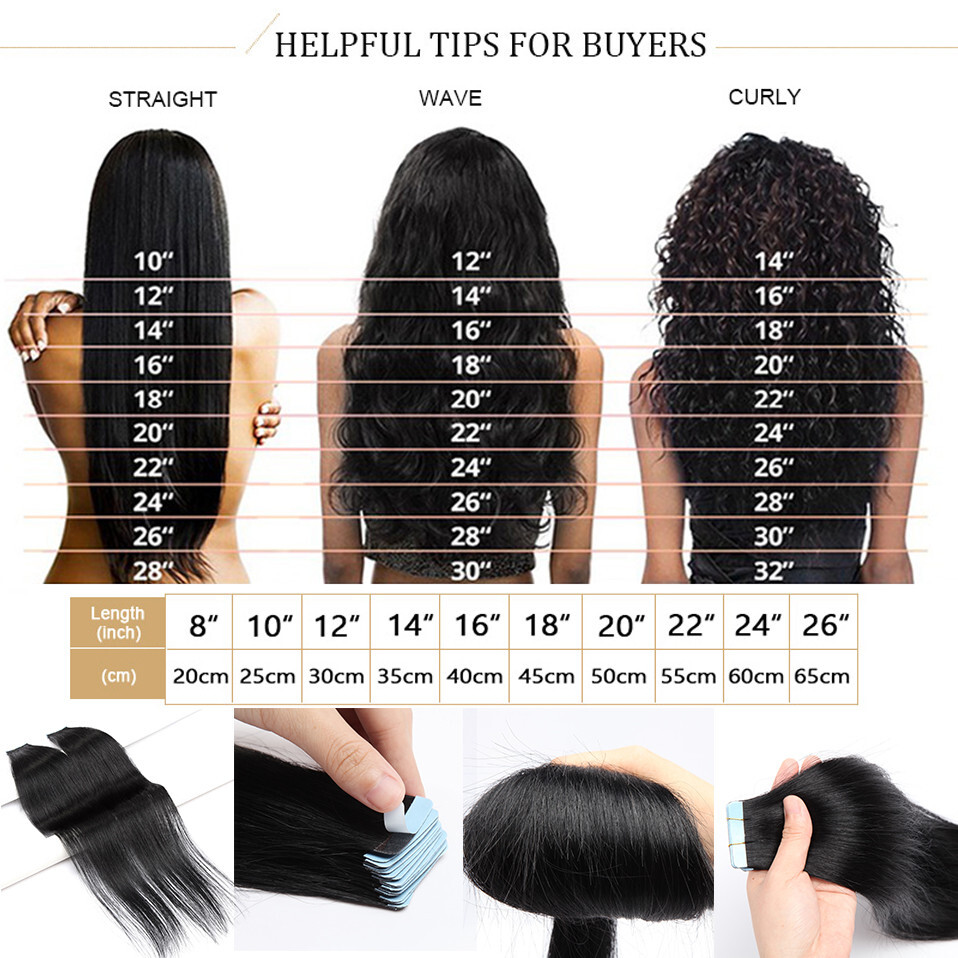 Tape In Hair Extensions Real Invisible Human Hair Skin Wefts Highlight Blonde26″