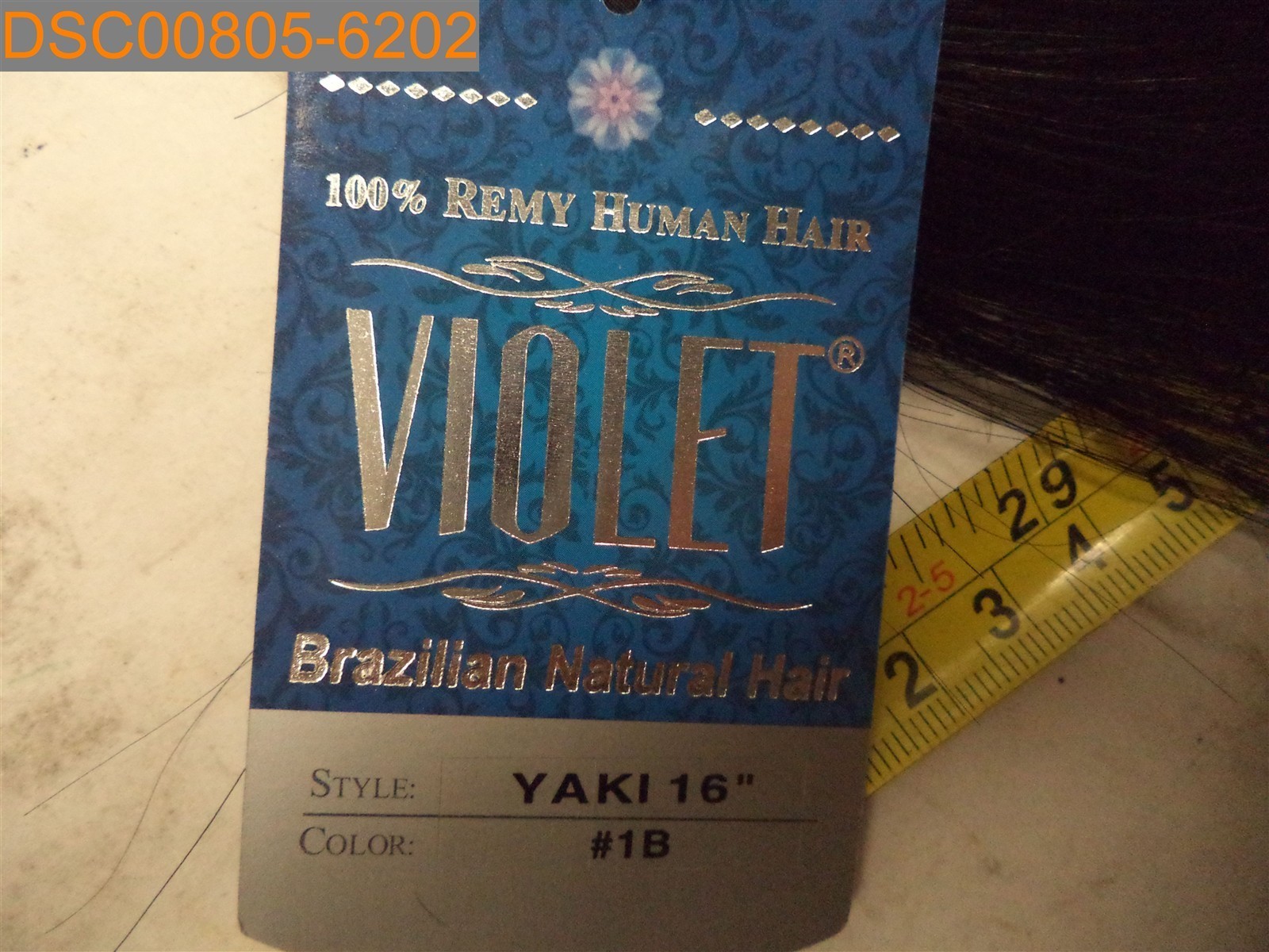 Violet YAKI16″ Hair Extensions #1B, 100% Remy Brazilian Natural Hair