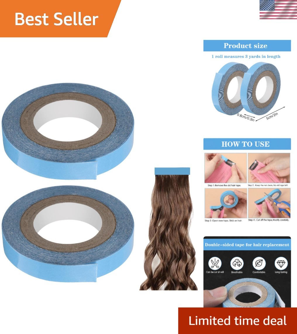 Invisible Blue Hair Extension Tape – 3 Yards Double-Sided for Professional Use