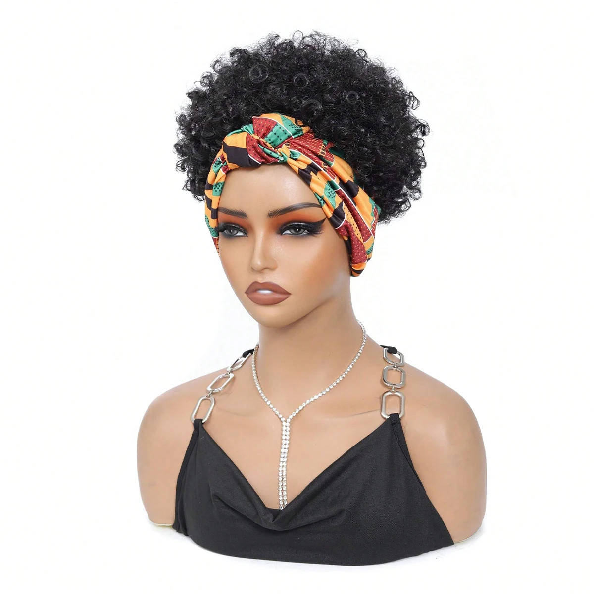 Black Headband Wigs For Women Afro Kinky Curly Synthetic Short Hair