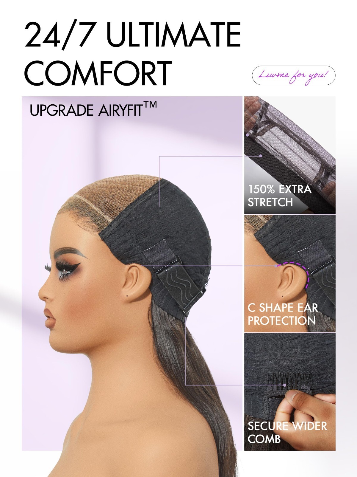 100% Human Hair Loose Wave Wig – 18″ Glueless Lace Front, Pre-Plucked, Natural C