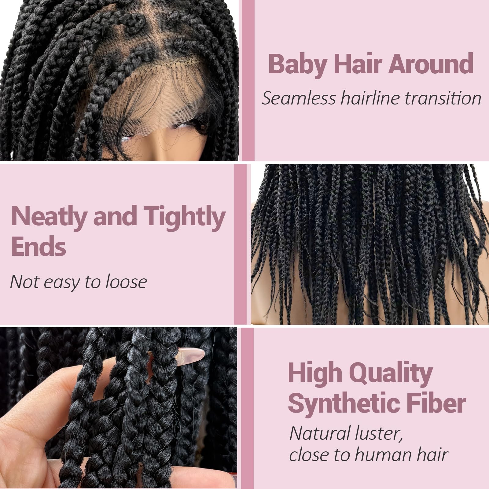 Janyuwool 18 Knotless Braided Wigs Full Double Lace Short Braid Wig For Black