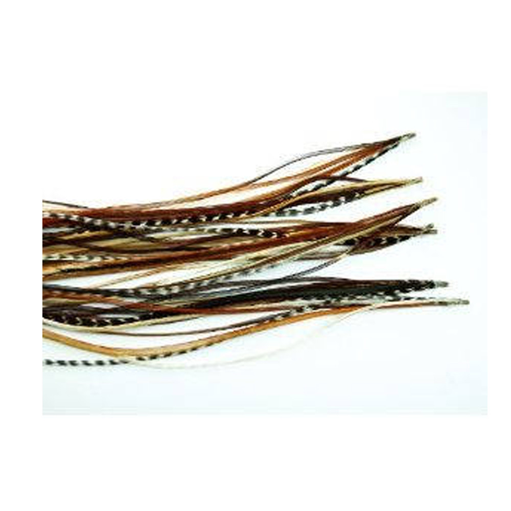 8-12 inch Grizzly Black, Brown, Beige 100% Real Hair 5 Feather Extensions bonded