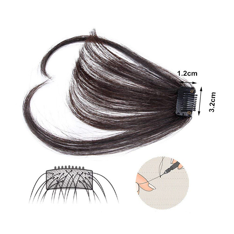 Invisible Clip In Thin Bangs Fringes 100% Real Remy Human Hair Extension US Ship