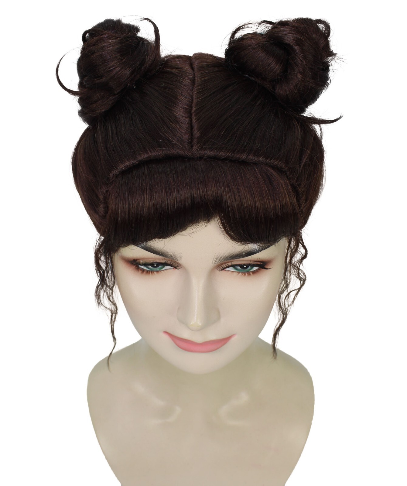 Adult Women’s Dark Brown Space Bun Cosplay Wig, Perfect for Halloween, HW-7102