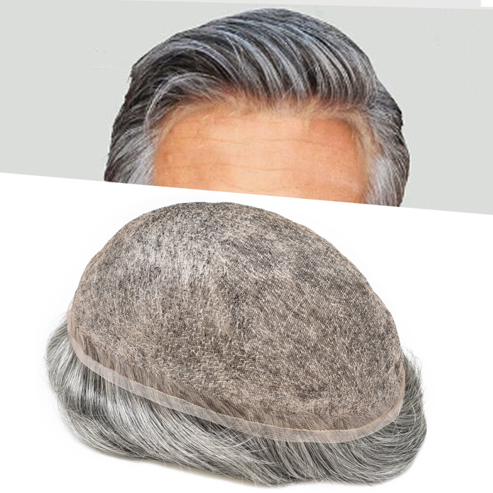 Mens Toupee Hair Piece System All French Lace Hair Replacement Unit Wig for Men