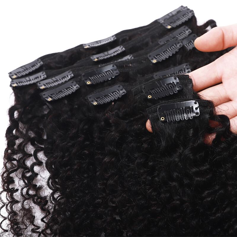 Double Weft Clip in Virgin Remy Human Hair Extensions Full Head Thick 140G 150G
