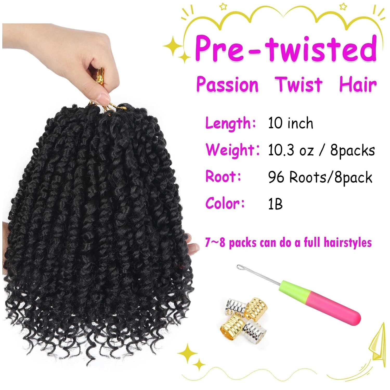 Pre-twisted Passion Twist Crochet Hair 10 Inch – Perfect for All Styling Needs