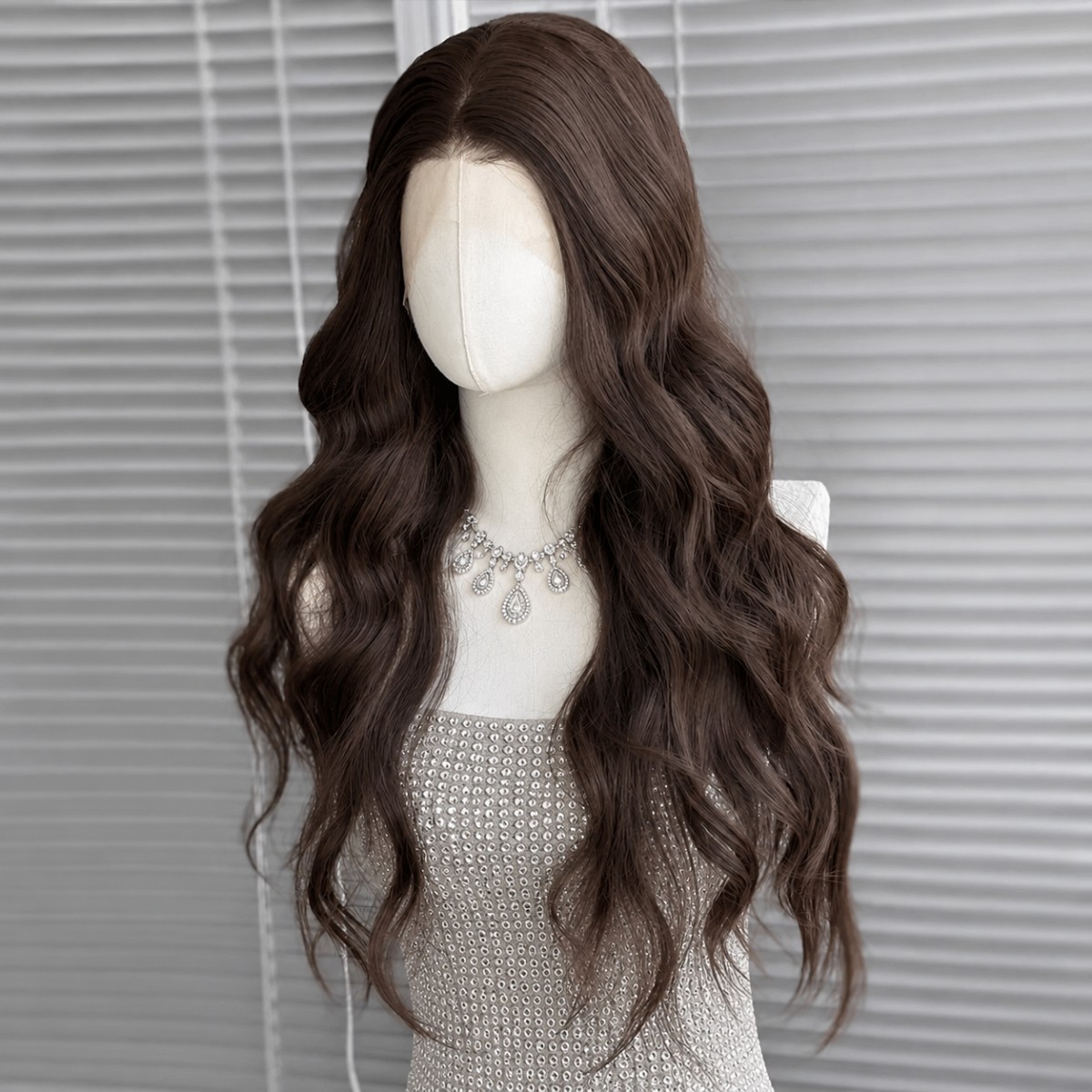 Long Wavy Lace Front Wig Heat Resistant Hair Brown Layered Natural