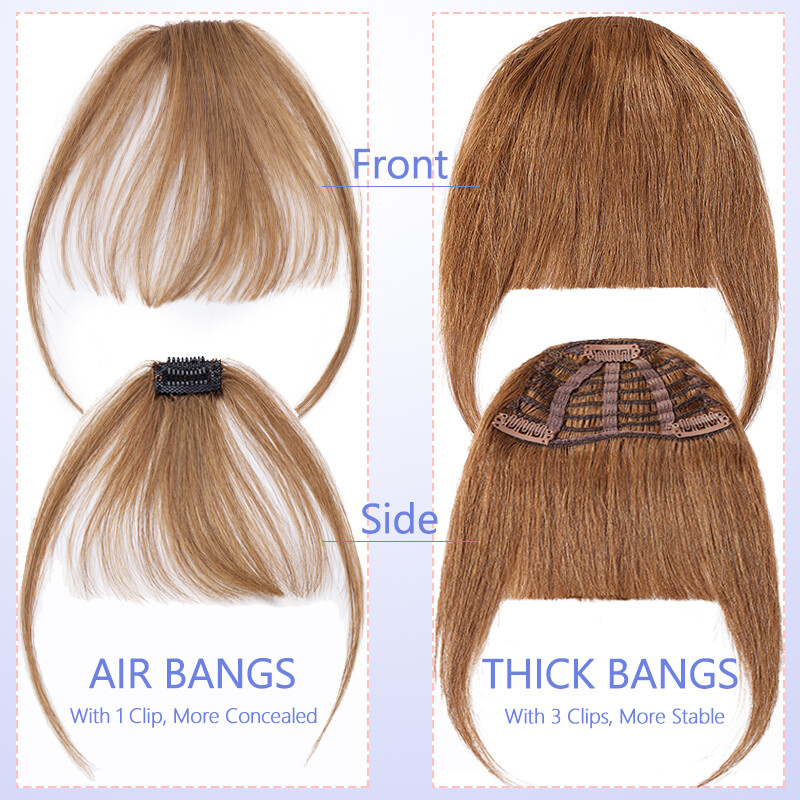Thin/Thick Fringe Bangs Clip In 100% Remy Human Hair Extensions Hairpiece Topper