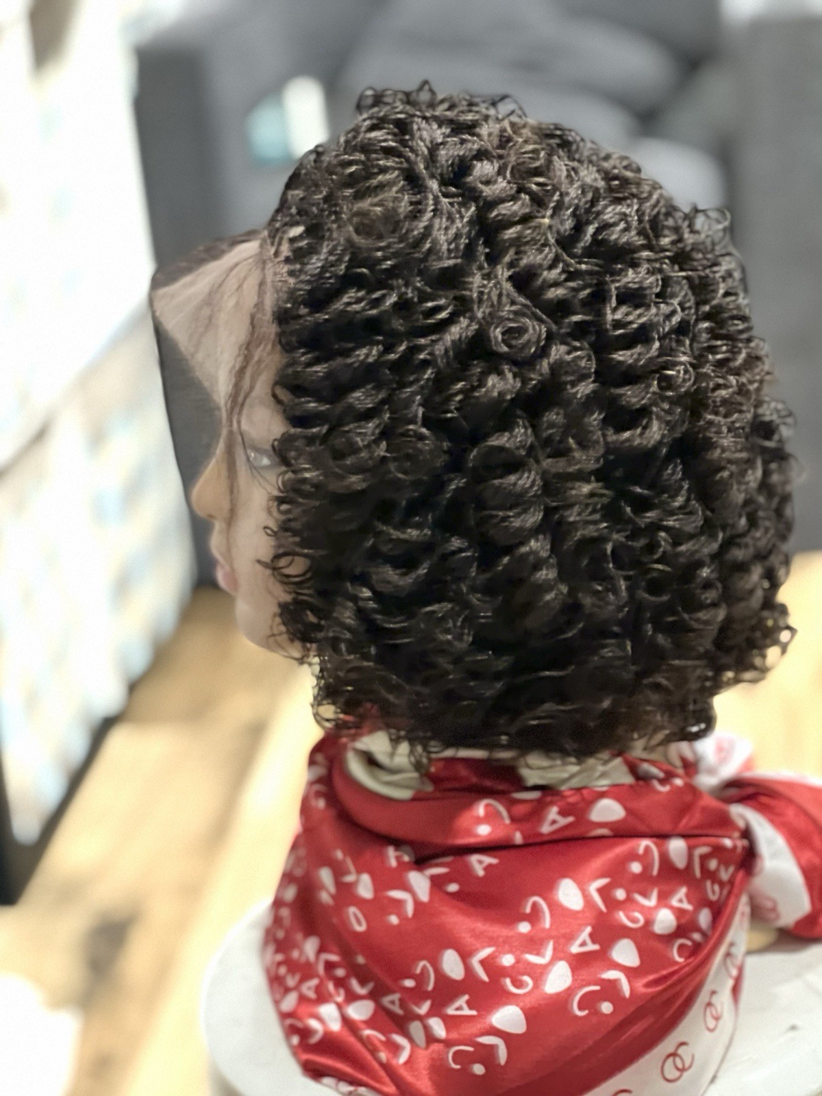 Braided micro twist Curly OFF BLACK WIG.made on a full lace wig.READY TO SHIP.