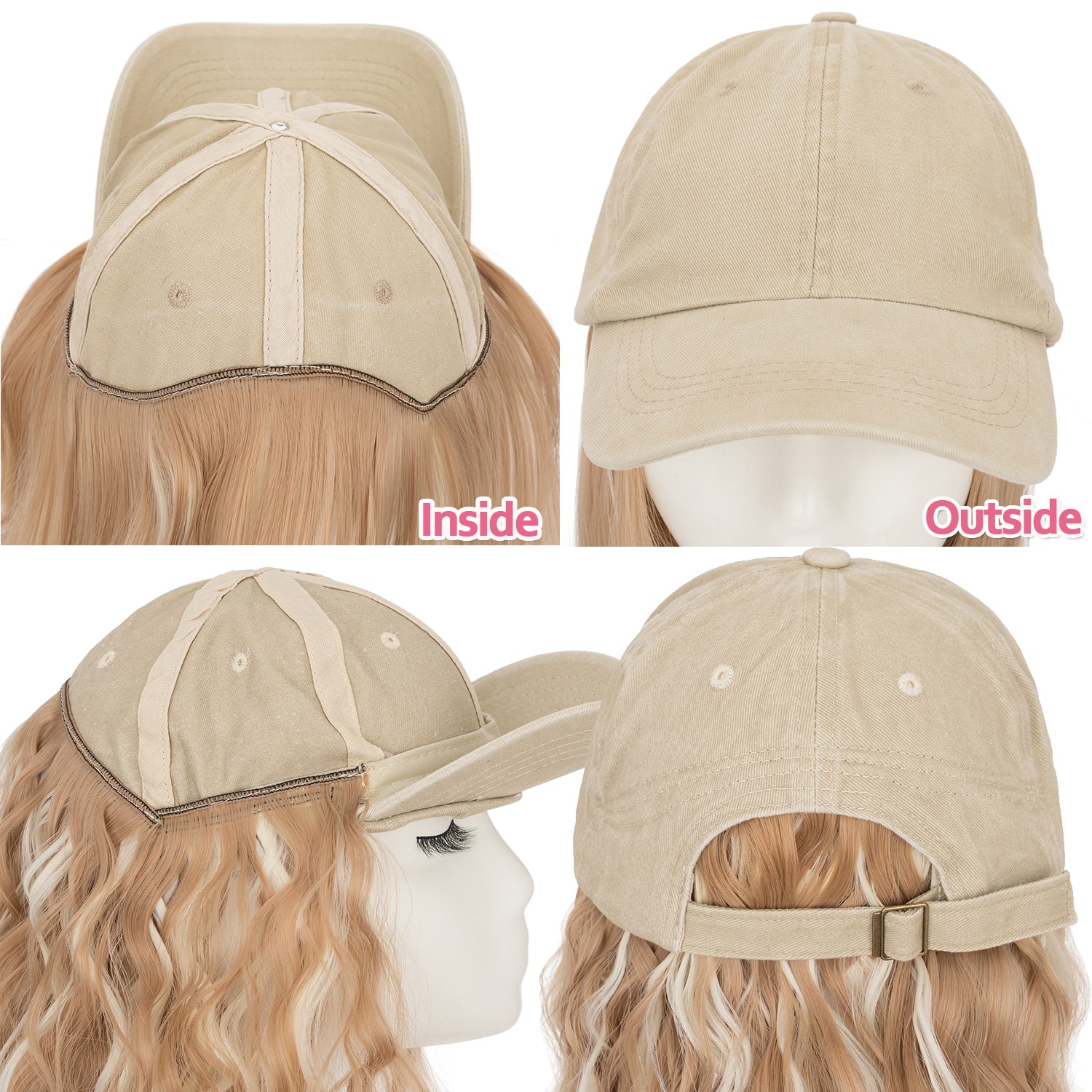 8in Cap with Hair Attached For Women Wig Hat with Hair Short Bob Style Synthetic
