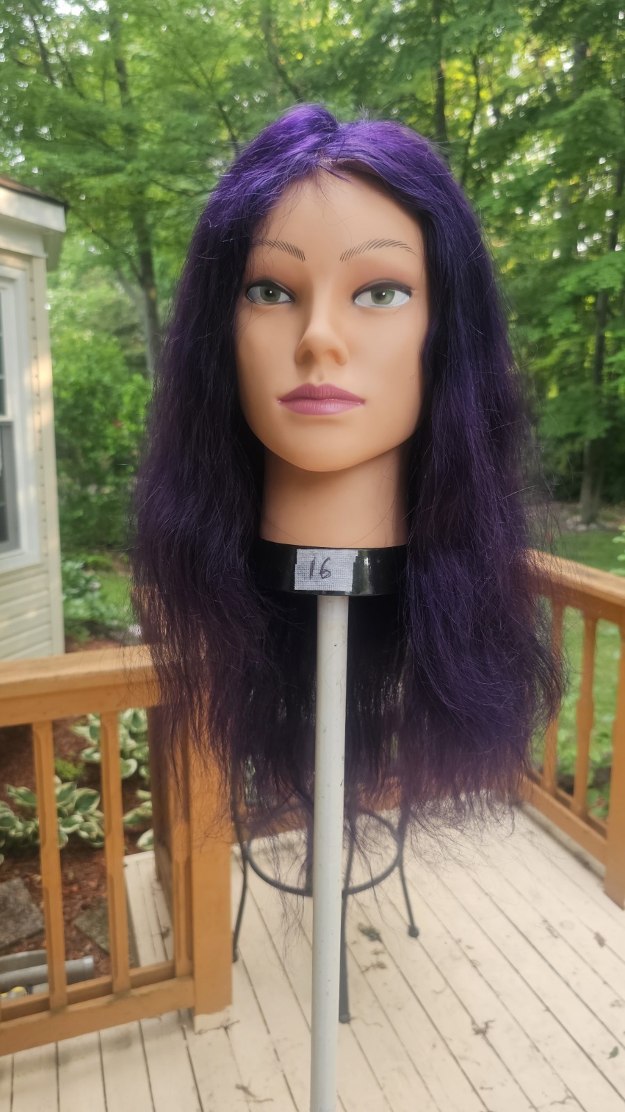 High-Quality Regular Top 24″ Purple Wavy 150% Virgin Human Hair Lace Wig