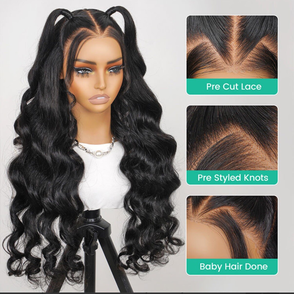 Invisible HD Lace Front Wig 18” Pre Plucked Glueless Bleached Knots Body Wave