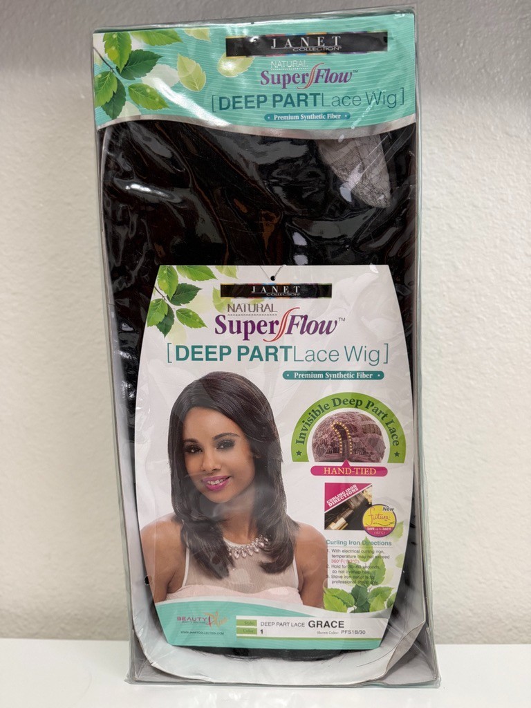Janet Collection Natural Super Flow Deep Part Lace Wig Premium Synthetic Fiber