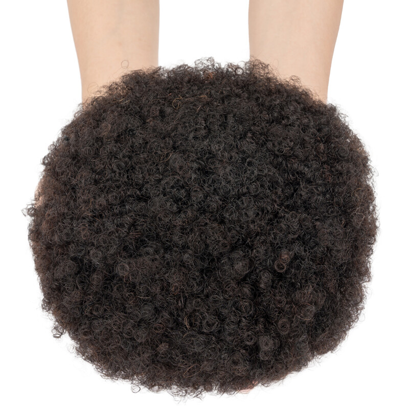 Extra Large Afro Kinky Curly Puff Bun Clip in Human Hair Extensions Ponytail US