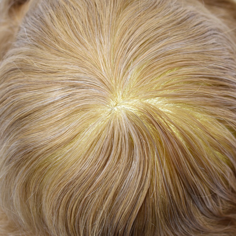 Full Poly Skin Mens Toupee Injected PU Human Hair System Replacement Wig for Men