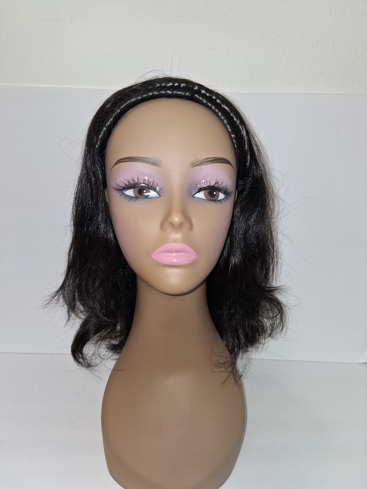 Paula Young Wavy 1B Wig Braided Beachy Headband Synthetic Classic Cap Clip-In