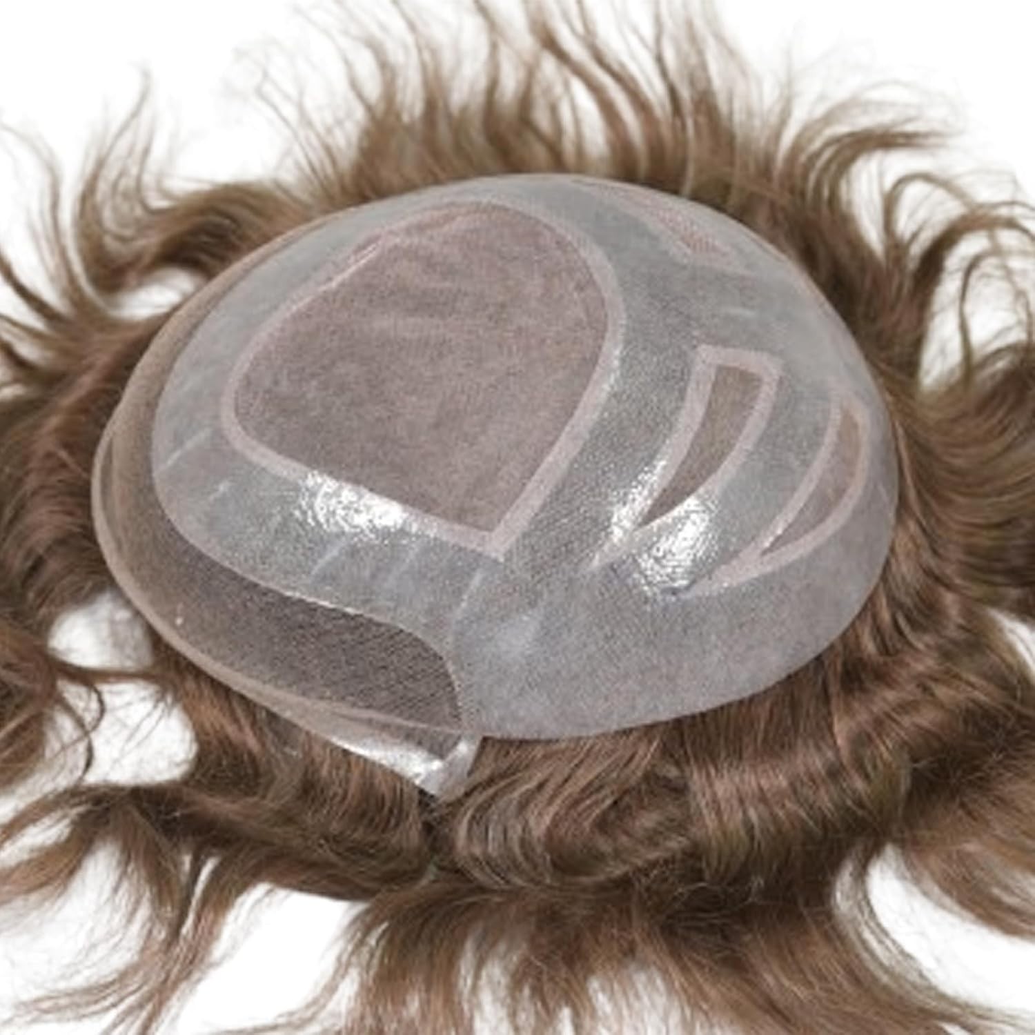 7″ Durable Men’s Human Hair French Lace Front & Skin PU 8×10″ #2 Dark Brown