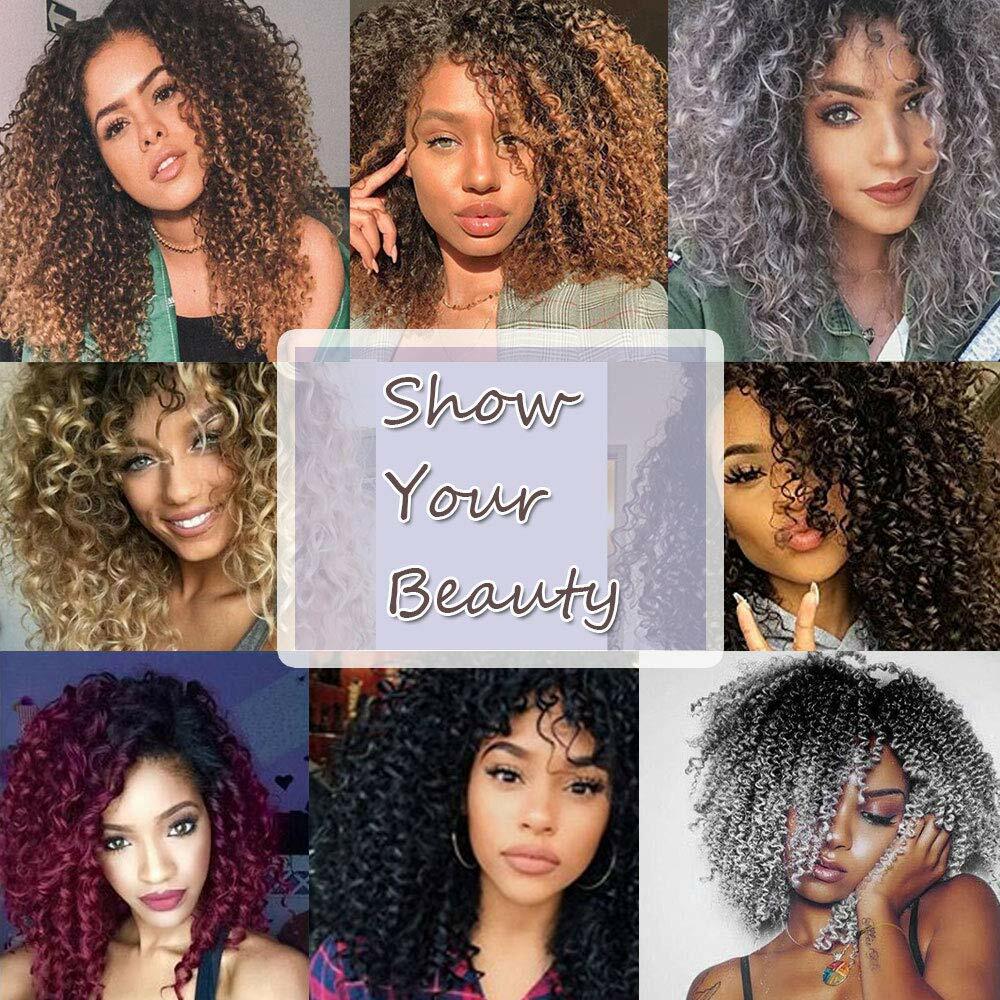 Water Wave Kinky Curly Crochet Braiding Hair Extensions 14 Inch 6 Bundles Black