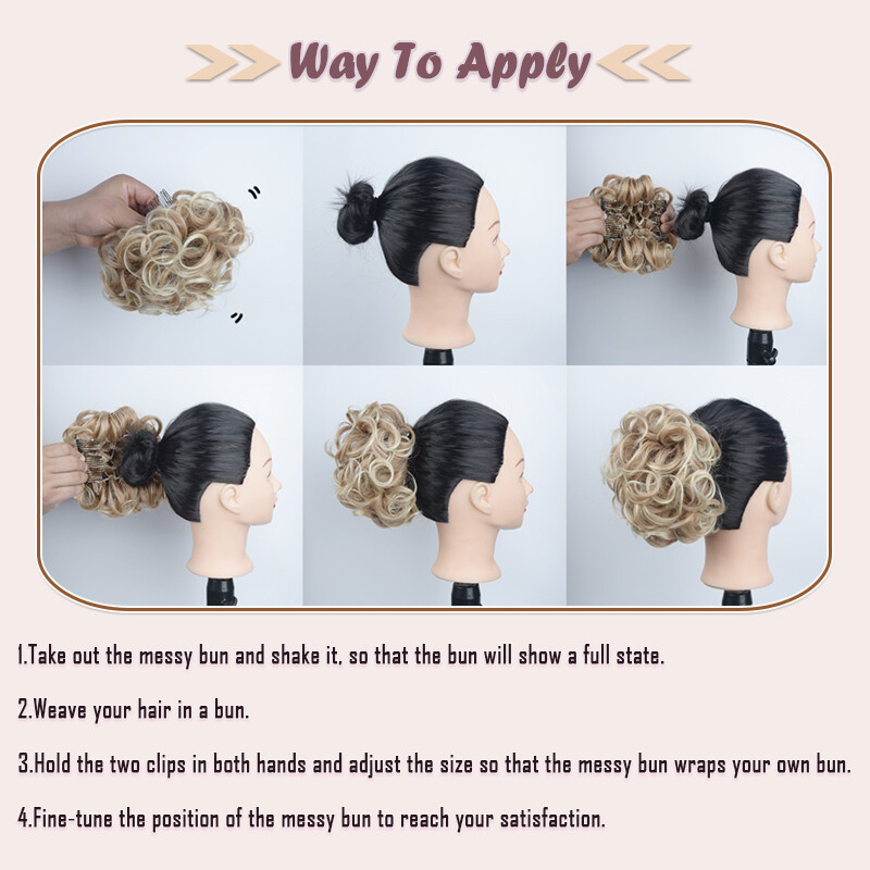 Thick As Human Messy Bun Clip Hair Extensions Curly Scrunchie Updo Chignon Combs
