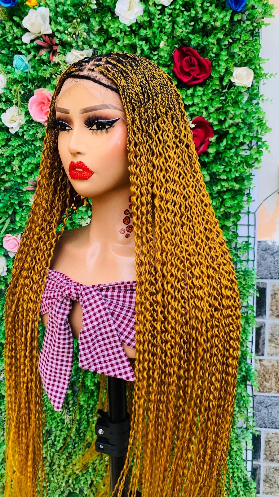 KNOTLESS WATERMELON BRAIDED WIG ON 13*6 LACE CLOSURE 42″