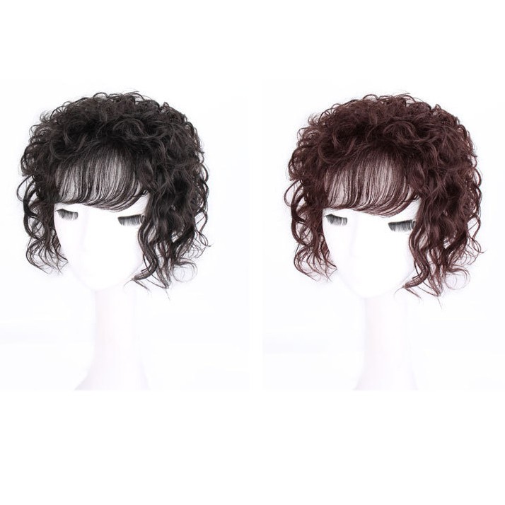Seamless Fluffy Wavy Curly Wavy Clip Human Hair WigletHairpiece Topper For Women