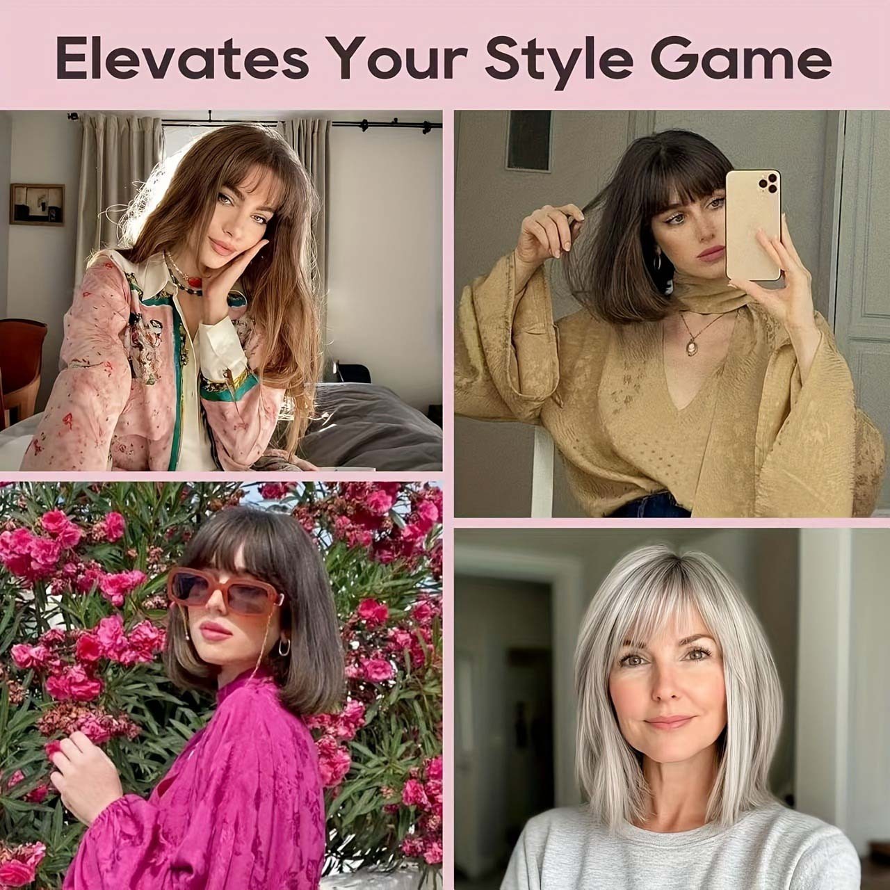 Premium Breathable Human Hair Topper with Bangs for Thinning & Gray Hair Needs