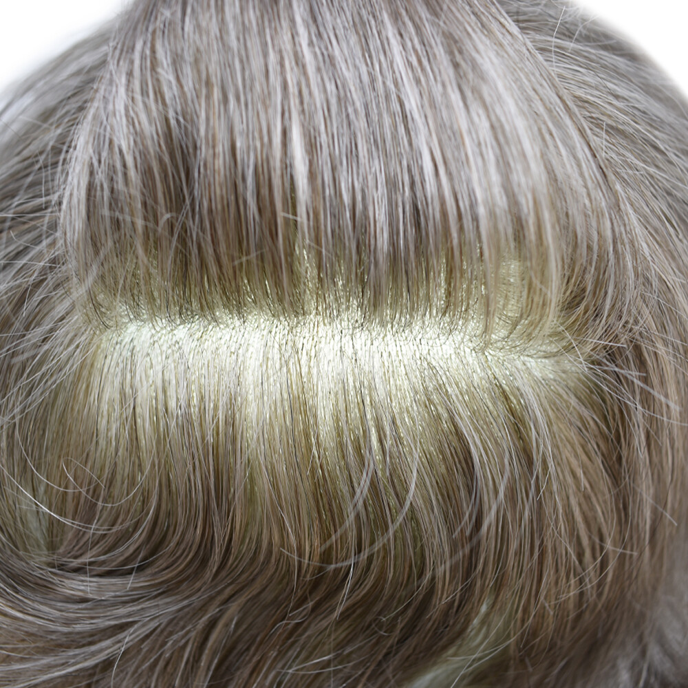 Mens Toupee Human Hair Piece Full Poly Thin Skin Men Hair Replacement Systems