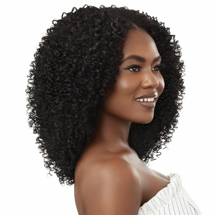OUTRE 100% HUMAN HAIR BLEND U PART CAP LEAVE OUT WIG – AFRO CURLS 16