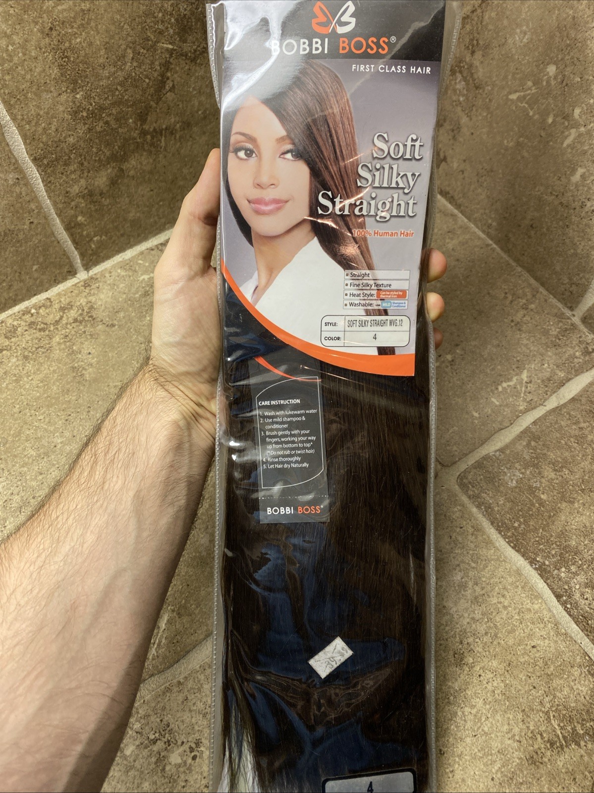 Bobbi Boss 12” Soft Silky Straight 100% Human Hair Weaving Color 4 Brown