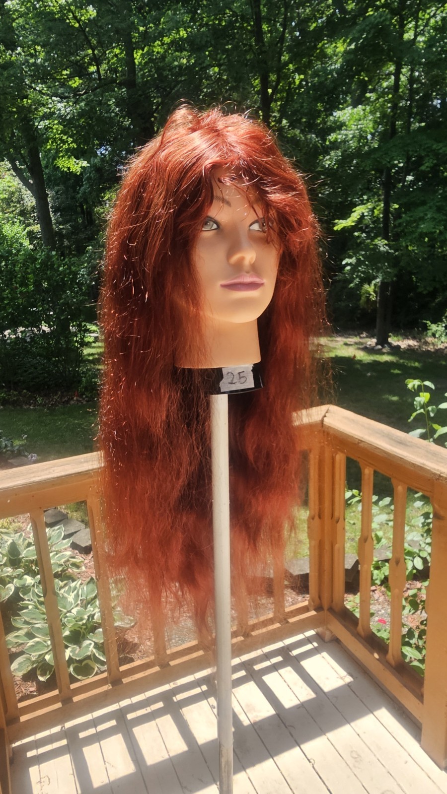 High-Quality Regular Top 26″ Orangish Wavy 150% Virgin Human Hair Lace Wig