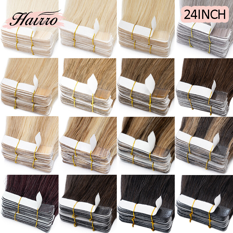 8A Tape In Extensions, 100% Real Remy Soft Human Hair Hairpiece Skin Weft 24Inch