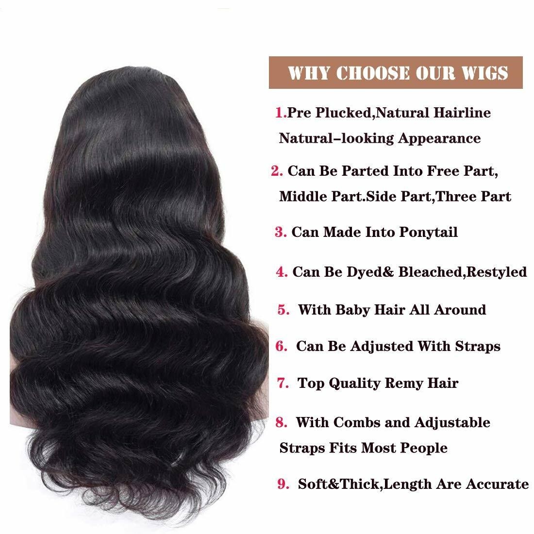 Body Wave Lace Front Wigs Human Hair Bleached Knots Glueless Natural Color