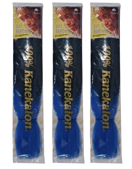 x3 Blue Ombre Kanekalon Jumbo Braiding Hair Extension 24″ Synthetic TTBLU 86 LOT