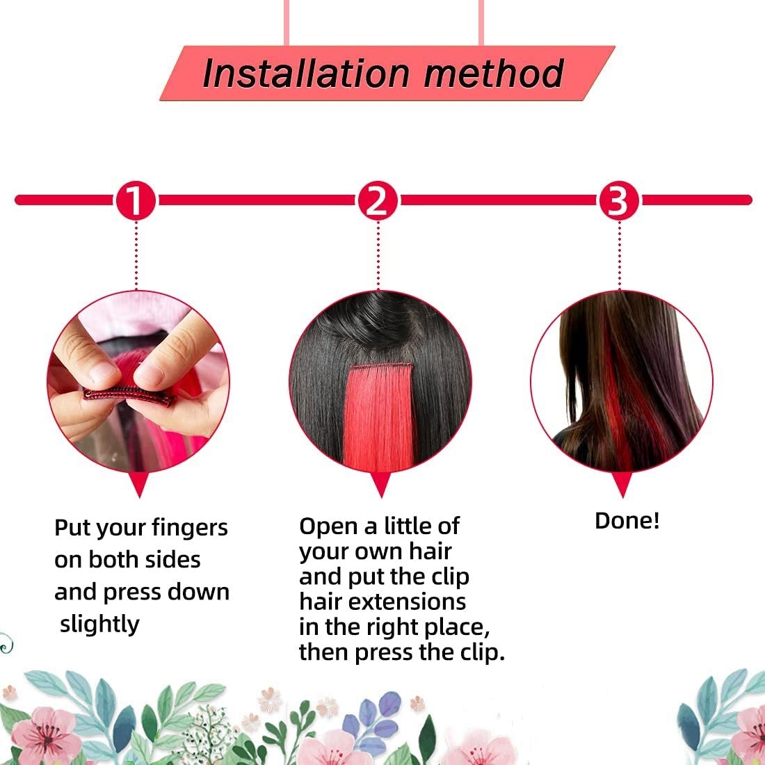 Blue Hair Extensions Clip in 10 Pieces Synthetic