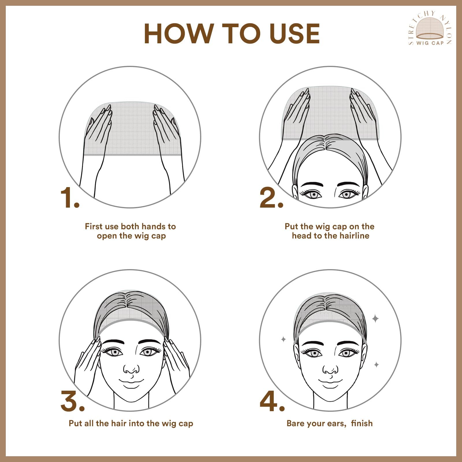 Teenitor 20 Pack Brown Stocking Cap Stretchy Nylon Wig Caps Skin Tone Stocking