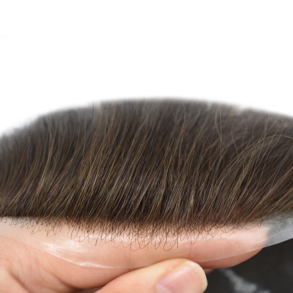 Super Thin Skin Toupee for Men Human Hair Piece for Men V-Looped PU Mens Toupee