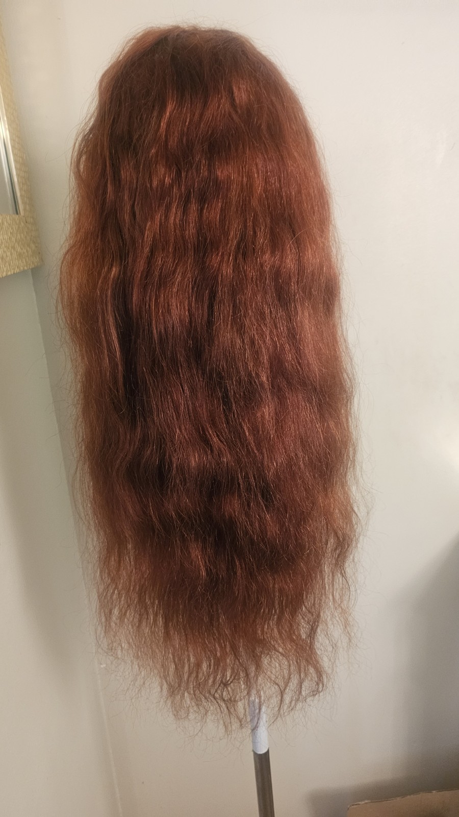 High-Quality Regular Top 26″ Orangish Wavy 150% Virgin Human Hair Lace Wig