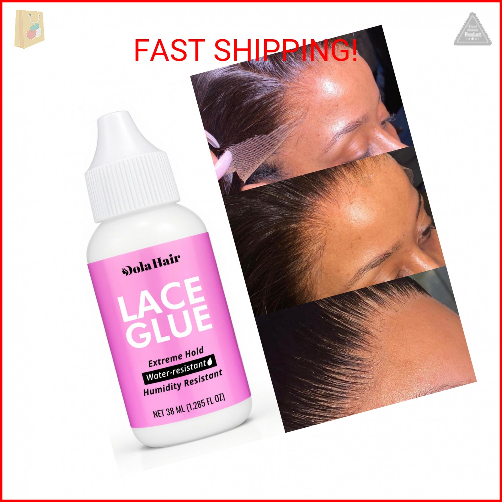 Dolahair Extreme Hold Lace Glue for Wigs, Waterproof, Invisible Bonding, 1.285 O